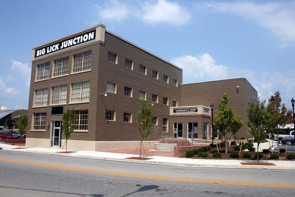 Exterior front of Big Lick Junction building from across the street
